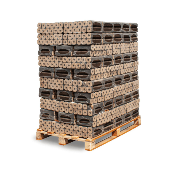 Heizfuxx PiniKay Quadro Hartholzbriketts – 960 kg Palette (96 x 10 kg) Hochverdichtete Vierkant Holzbriketts für Kamin & Ofen